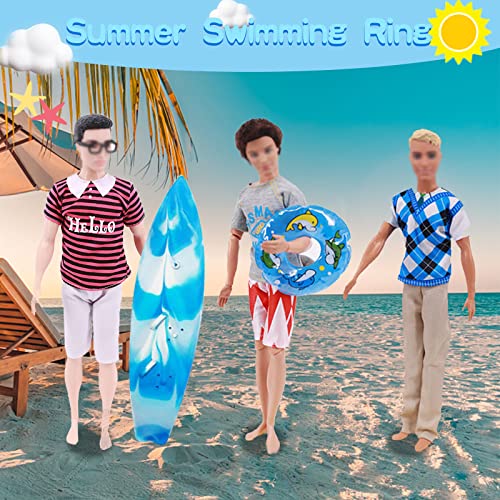 33 PCS Doll Clothes and Accessories for Ken Doll Including 5 Tops 5 Pants Casual Wear in Random 4 Pair of Shoes Hangers Glasses Earphone Guitar Surfboard Swimming Ring for 12 Inch Boy Doll