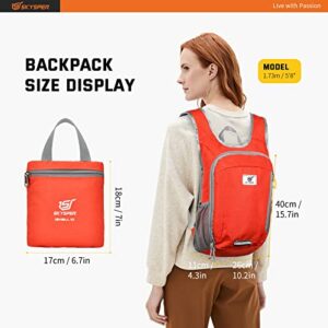 SKYSPER Small Daypack 10L Hiking Backpack Packable Lightweight Travel Day Pack for Women Men(Orange)