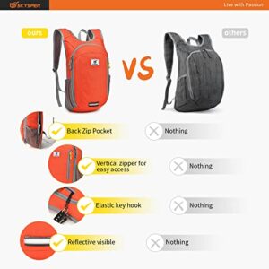 SKYSPER Small Daypack 10L Hiking Backpack Packable Lightweight Travel Day Pack for Women Men(Orange)