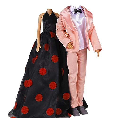 YAMASO Wedding Pack, Beautiful Gown Bride Dress Clothes and Groom Formal Outfit Business Suit for Girl and Boy Dolls