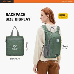 SKYSPER Small Daypack 10L Hiking Backpack Packable Lightweight Travel Day Pack for Women Men(Green)