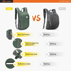 SKYSPER Small Daypack 10L Hiking Backpack Packable Lightweight Travel Day Pack for Women Men(Green)