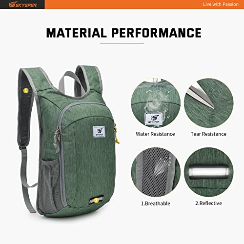 SKYSPER Small Daypack 10L Hiking Backpack Packable Lightweight Travel Day Pack for Women Men(Green)