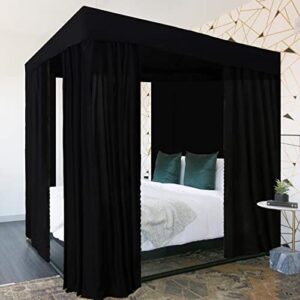 kmhesvi black canopy bed curtains - 4 corner post bed curtains canopy king bed canopy curtains for adults girls bedroom decoration(black, king)