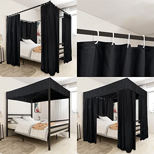 Kmhesvi Black Canopy Bed Curtains - 4 Corner Post Bed Curtains Canopy King Bed Canopy Curtains for Adults Girls Bedroom Decoration(Black, King)