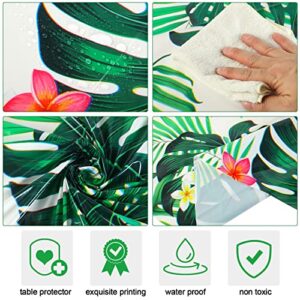 Oudain 3 Pieces Hawaiian Tablecloth 84 Inch Luau Tropical Flower Round Table Cloth Plastic Disposable Palm Summer Table Cover for Beach Birthday Kid Party Decorations Supplies (Fresh Style)