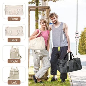 Small Gym Bag for Women and Men, Sports Duffel Bags for Dance and Swimming, Weekender Overnight Bag with Shoes and Wet Clothes Compartment (Beige)