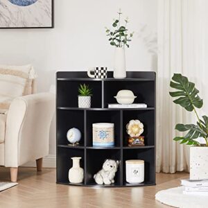 VECELO 3-Tier Corner Cabinet with 8 Cubbies, Wooden Cube Storage Organizer, Modern Bookshelf Units for Playroom, Bedroom, Living Room, Black