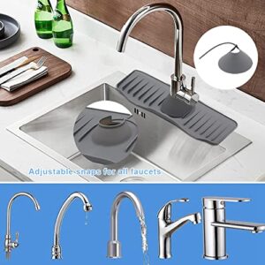 Midautoo Silicone Faucet Mat Kitchen for Sink Sponge Drain Rack Adjustable Sink Mat Bathroom Countertop Protector White