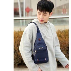 Lmagice Men's chest bag canvas leisure bag sports small backpack oxford cloth single shoulder messenger bag