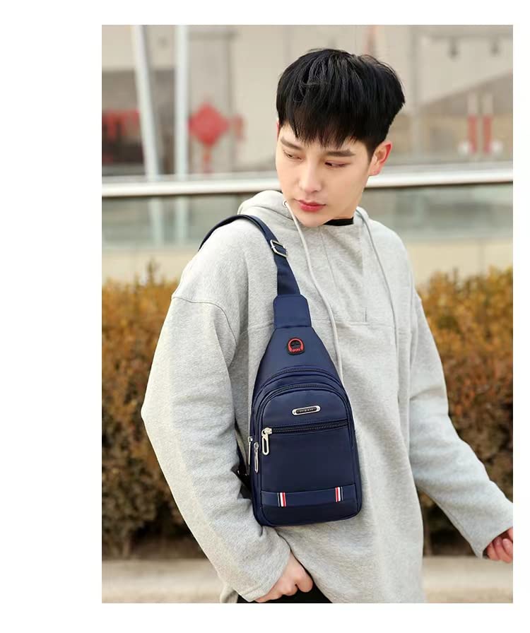 Lmagice Men's chest bag canvas leisure bag sports small backpack oxford cloth single shoulder messenger bag