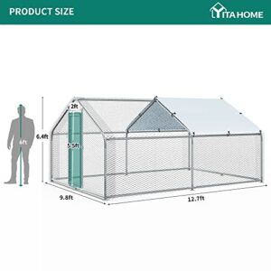 YITAHOME Large Metal Chicken Coop Walk-in Poultry Cage Hen Run House Duck House Rabbits Habitat Cage Spire Shaped Coop with Waterproof and Anti-Ultraviolet Cover for Outdoor Back Yard Farm Use-2 Cages