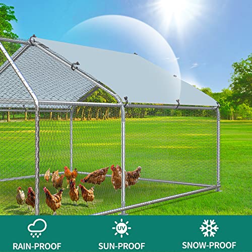 YITAHOME Large Metal Chicken Coop Walk-in Poultry Cage Hen Run House Duck House Rabbits Habitat Cage Spire Shaped Coop with Waterproof and Anti-Ultraviolet Cover for Outdoor Back Yard Farm Use-2 Cages