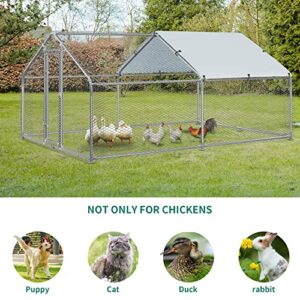 YITAHOME Large Metal Chicken Coop Walk-in Poultry Cage Hen Run House Duck House Rabbits Habitat Cage Spire Shaped Coop with Waterproof and Anti-Ultraviolet Cover for Outdoor Back Yard Farm Use-2 Cages