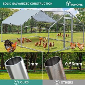 YITAHOME Large Metal Chicken Coop Walk-in Poultry Cage Hen Run House Duck House Rabbits Habitat Cage Spire Shaped Coop with Waterproof and Anti-Ultraviolet Cover for Outdoor Back Yard Farm Use-2 Cages