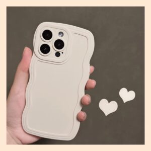 PNATEE Phone Case for iPhone 13 Mini, Solid Color Curly Wave Frame Soft TPU Bumpers Back Phone Cover for iPhone 13 Mini (5.4 inch), Cute iPhone Case for Women Girls, White