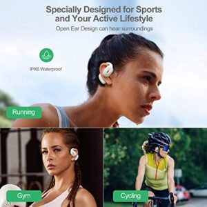 Qaekie Open Ear Headphones - Bluetooth 5.3 Wireless Headphones with 60H Playtime, True Wireless Open Ear Earbuds with Immersive Premium Sound, HD Mic Waterproof Sport Headphones for Running & Workouts