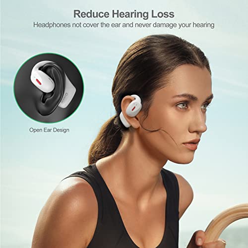 Qaekie Open Ear Headphones - Bluetooth 5.3 Wireless Headphones with 60H Playtime, True Wireless Open Ear Earbuds with Immersive Premium Sound, HD Mic Waterproof Sport Headphones for Running & Workouts