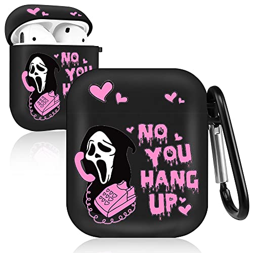 Scream Ghost Airpod Case 2nd Generation - Ghostface Airpods 2nd/1st Generation Case Cover - Horror Funny Cool Case for AirPods 2nd&1st Generation with Keychain (Black)