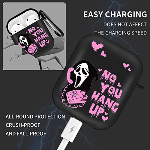 Scream Ghost Airpod Case 2nd Generation - Ghostface Airpods 2nd/1st Generation Case Cover - Horror Funny Cool Case for AirPods 2nd&1st Generation with Keychain (Black)