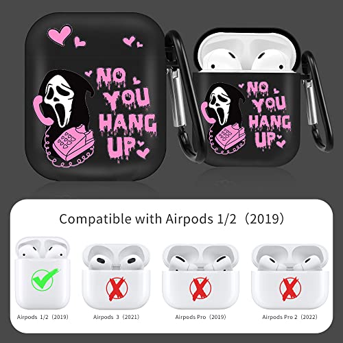 Scream Ghost Airpod Case 2nd Generation - Ghostface Airpods 2nd/1st Generation Case Cover - Horror Funny Cool Case for AirPods 2nd&1st Generation with Keychain (Black)