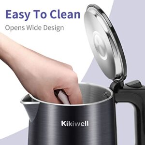 0.8L Small Electric Kettles Stainless Steel, Travel Mini Hot Water Boiler Heater, Double Wall Cool Touch Portable Teapot Heater, Auto Shut-Off & Boil-Dry Protection, 120V/800W, 2 Year Warranty