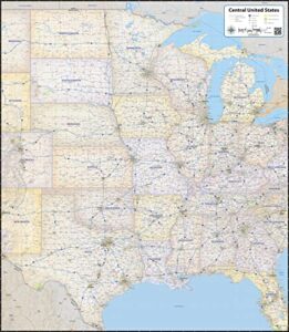 central us laminated wall map (36” wide by 42” high)