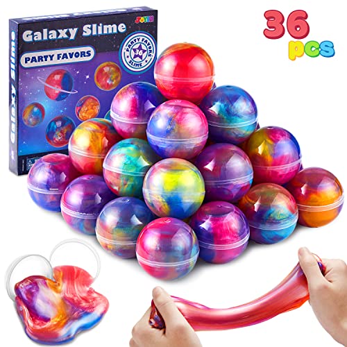 JOYIN Slime Party Favors, 36 Pack Galaxy Slime Ball Party Favors - Stretchy, Non-Sticky, Mess-Free, Stress Relief, and Safe for Girls and Boys - Perfect for Party, Classroom Reward