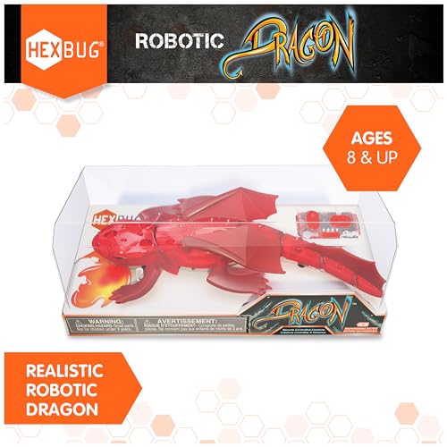 HEXBUG Remote Control Dragon, Rechargeable Robot Dragon Toys for Kids, Adjustable Robotic Dragon Figure STEM Toys for Boys & Girls Ages 8 & Up, Styles May Vary