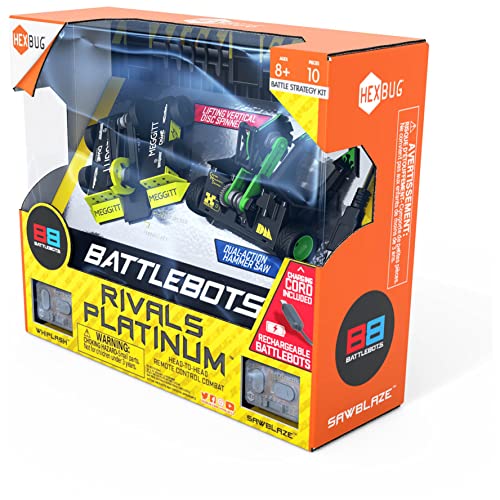 HEXBUG BattleBots Rivals Platinum (Whiplash & Sawblaze), Remote Control Robot Toys for Kids, STEM Toys for Boys and Girls Ages 8 & Up, Batteries Included