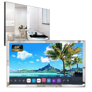 soulaca 32" inches 4k smart mirror tv waterproof with built-in wifi alexa voice control bathroom use led television atsc tuner bluetooth