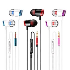 kamon 3 pack earbuds headphones with remote & mic, earphones wired stereo in-ear bass for iphone, android, smartphones, ipod, ipad, mp3, fits all 3.5mm interface (k6)