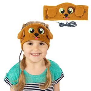 cozyphones kids headphones, headband earphones for children baby & toddlers 1-3, stretchy & comfy travel accessories - brown puppy dog