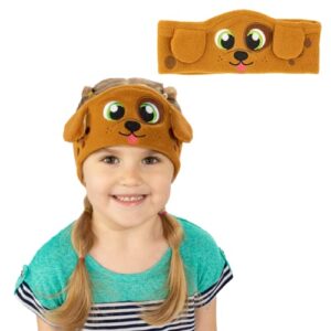 cozyphones kids headphones, headband earphones for children baby & toddlers 1-3, stretchy & comfy travel accessories - wireless - brown puppy dog