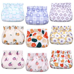 buryeah 9 pcs pocket makeup bag mini cosmetic bag waterproof squeeze top coin purse makeup pouch no zipper tiny pouch travel storage for headphone card jewelry, gifts for women (5.1 x 4.8 x 0.8 inch)
