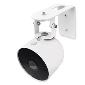 360 degree flexible adjustment wall mount holder compatible with google nest cam 2nd generation,metal outdoor wall bracket mounting kit camera accessories fit for google nest cam - white