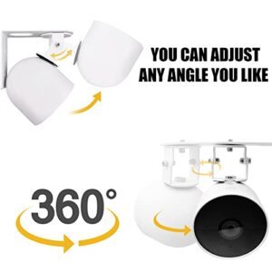 360 Degree Flexible Adjustment Wall Mount Holder Compatible with Google Nest Cam 2nd Generation,Metal Outdoor Wall Bracket Mounting Kit Camera Accessories fit for Google Nest Cam - White