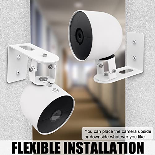 360 Degree Flexible Adjustment Wall Mount Holder Compatible with Google Nest Cam 2nd Generation,Metal Outdoor Wall Bracket Mounting Kit Camera Accessories fit for Google Nest Cam - White
