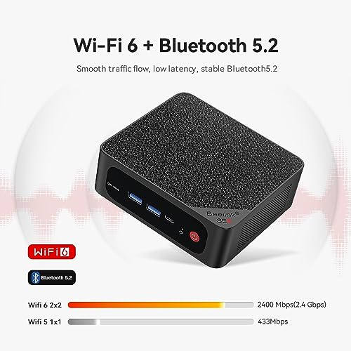 Beelink SER5 MAX Mini PC, AMD Ryzen 7 5800H (8C/16T, up to 4.4GHz, TDP 54W), 32GB DDR4 500GB M.2 NVMe SSD Vega 8 Graphics, Mini Desktop Computer 4K@60Hz Output/DP/HDMI/Type-C/WiFi 6/BT5.2/Gaming/Home