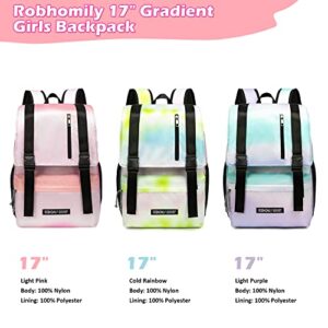 Robhomily Backpack for Teen Girls Middle School Backpack Pink Spacious Lightweight Bookbags Travel Casual Daypack Laptop Backpacks for Teenage Girl Women