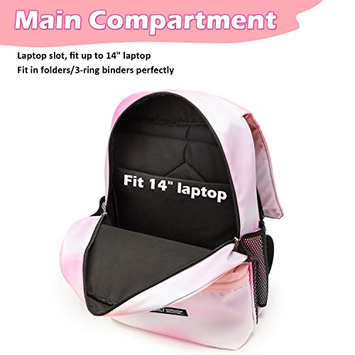 Robhomily Backpack for Teen Girls Middle School Backpack Pink Spacious Lightweight Bookbags Travel Casual Daypack Laptop Backpacks for Teenage Girl Women