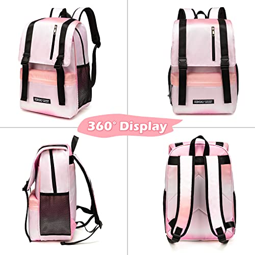 Robhomily Backpack for Teen Girls Middle School Backpack Pink Spacious Lightweight Bookbags Travel Casual Daypack Laptop Backpacks for Teenage Girl Women