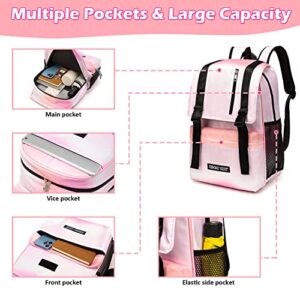 Robhomily Backpack for Teen Girls Middle School Backpack Pink Spacious Lightweight Bookbags Travel Casual Daypack Laptop Backpacks for Teenage Girl Women