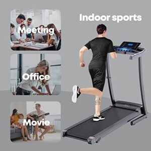 Treadmill, Folding Treadmill with Manual Incline for Walking & Running, LCD Display, Built-in Bluetooth Speaker, Heart-Rate Sensor, Preset and Adjustable Programs