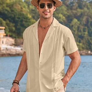 COOFANDY Men Casual Button Down Shirts Short Sleeve Camp Guayabera Shirts Resort Wear