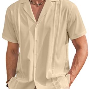 COOFANDY Men Casual Button Down Shirts Short Sleeve Camp Guayabera Shirts Resort Wear