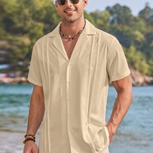 COOFANDY Men Casual Button Down Shirts Short Sleeve Camp Guayabera Shirts Resort Wear