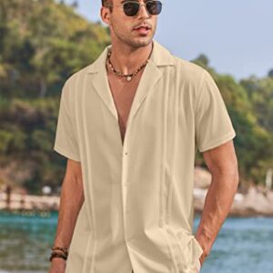 COOFANDY Men Casual Button Down Shirts Short Sleeve Camp Guayabera Shirts Resort Wear