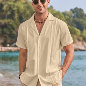 COOFANDY Men Casual Button Down Shirts Short Sleeve Camp Guayabera Shirts Resort Wear