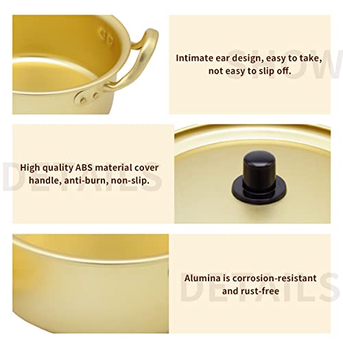 6.3in Korean Ramen Pot, Ramen Cooking Pot with Golden Spoons Chopsticks for Camping, Hiking, Home, Parties, Picnic